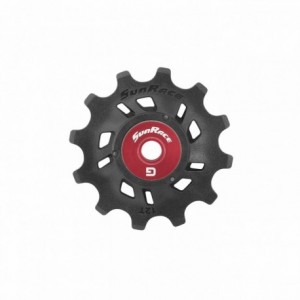 Universal gearbox pulley 12 teeth black/red with ball bearings - 1