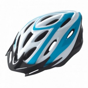 Adult rider helmet out-mold shell size l white blue graphics - 1