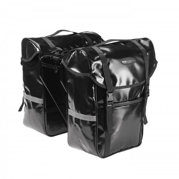 Bolsas laterales de pvc negro impermeable con ganchos - 1