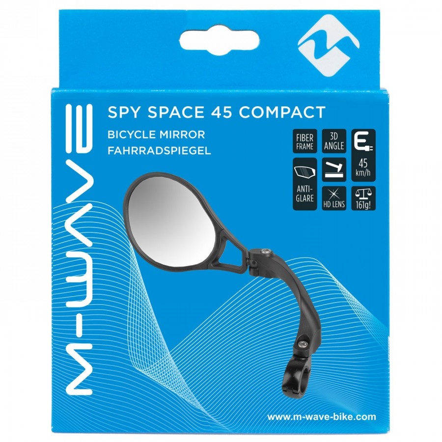 miroir vélo m-wave spy space 45 compact, pour s-pedelec (s-bike, e-bike), homologué ece, gauche, pour montage sur guidon, - 3