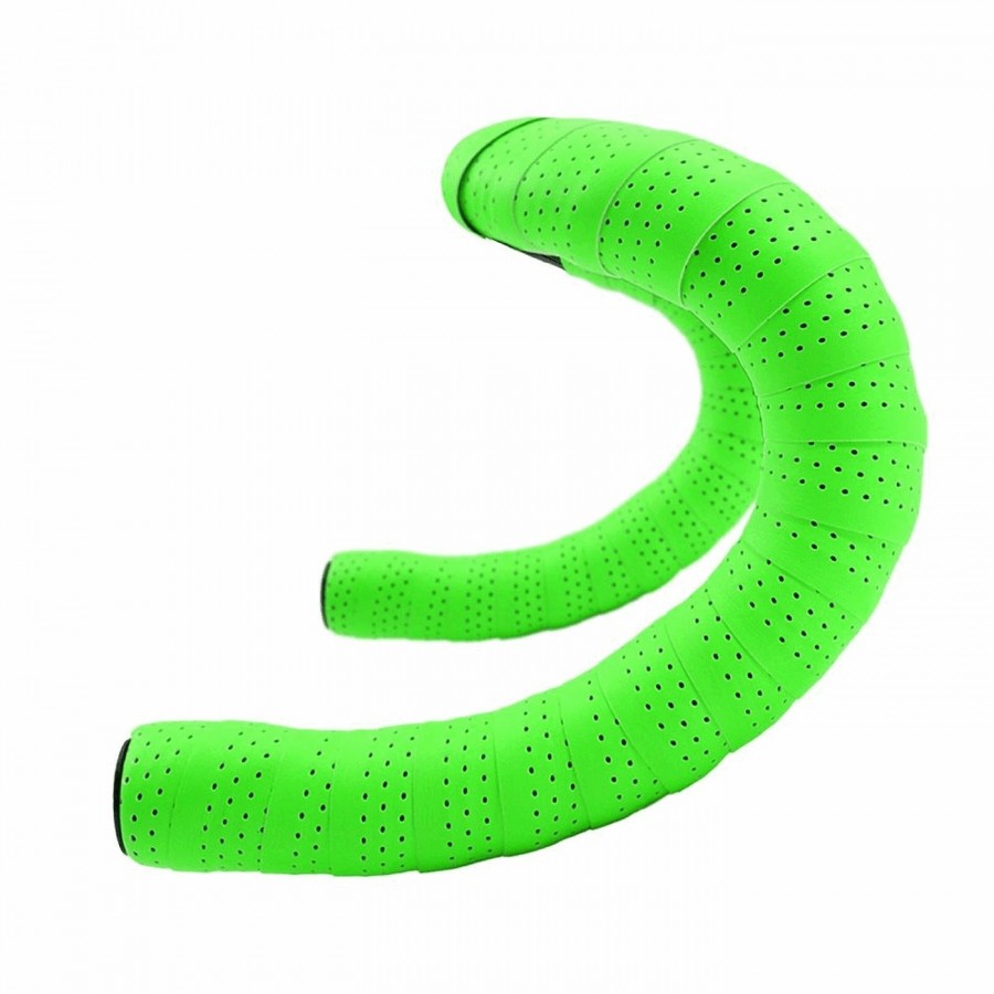 Eolo soft handlebar tape drilled 3mm in pu+eva fluo green - 1