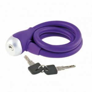 Spiral padlock 12x1200mm in purple silicone with key - 1