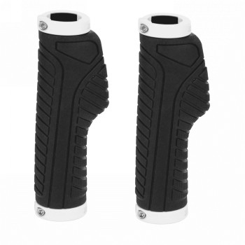 Ergonomic black/white aluminum grips - 1