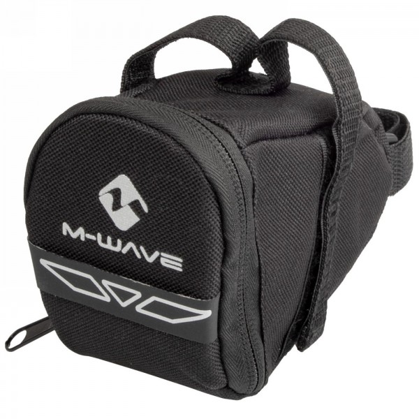 Saddle bag 'm-wave tilburg s', size s, small, fastening with strap and velcro fastener, black, with zip fastener to the front. -