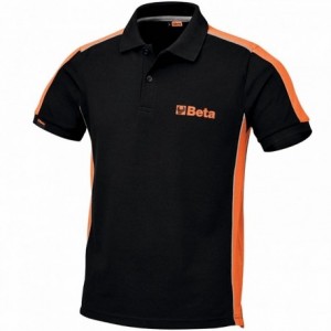 Poloshirt top line aus piqué-baumwolle in schwarz/orange, größe 2xl - 1