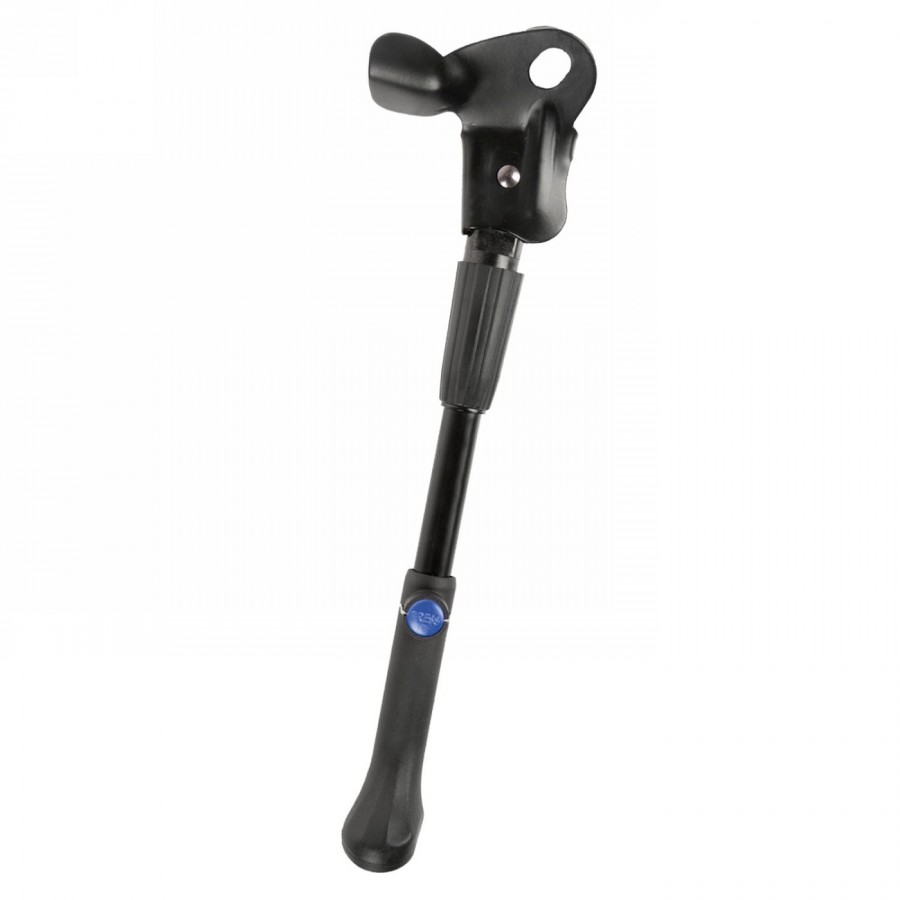 Very sturdy kickstand design, for e-bikes,..., aluminum/steel, black, for mounting on the hub axle, adjustable. - 1