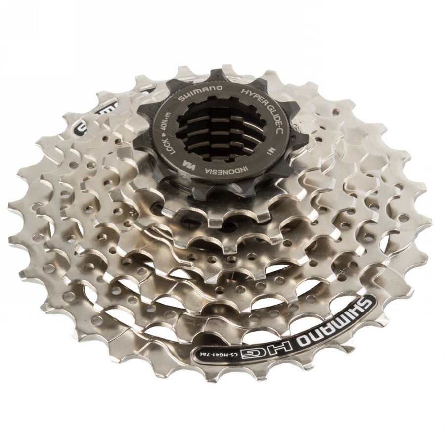 Cassette sprocket, shimano, cs-hg41 7-speed, 11-13-15-18-21-24-28t(ac), pre-assembled (cs cap), oem - 1