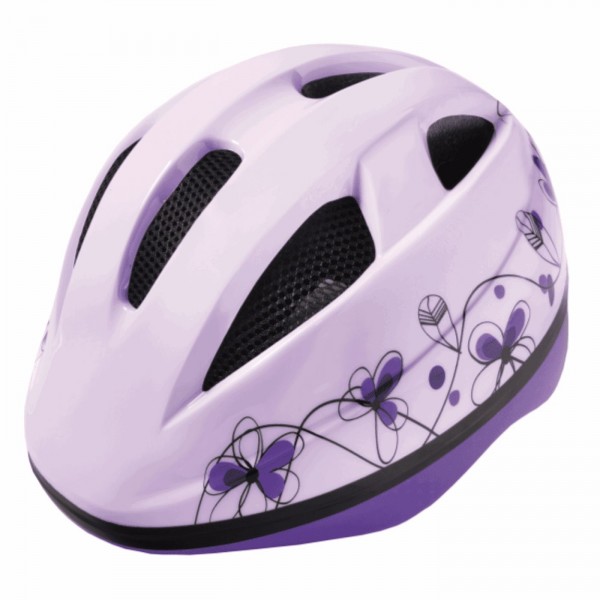 Casco bambina out-mould fantasia fiori viola taglia 52-56cm - 1 - Caschi - 