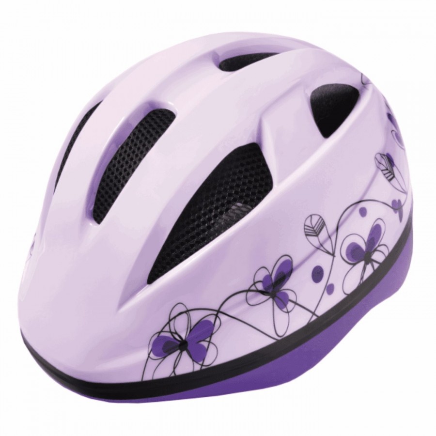 Casque fille surmoulé coque taille s fantasy fleurs violettes - 1