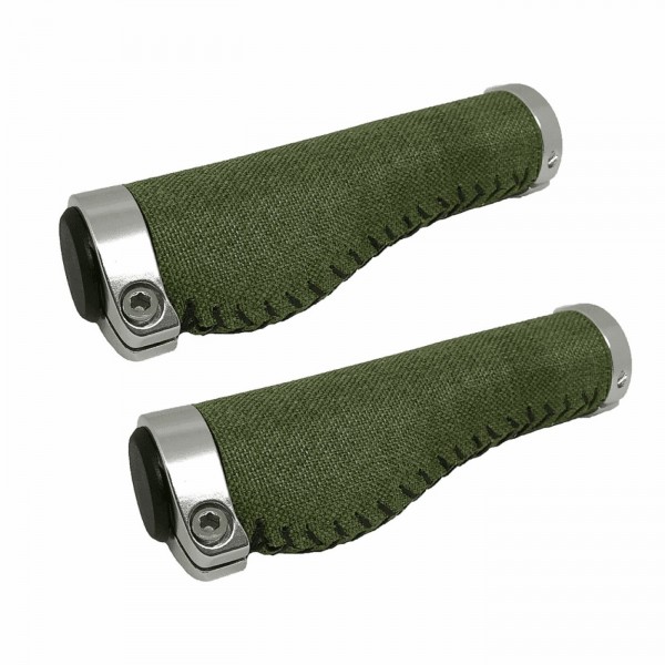 Paire de poignées ergonomiques en tissu vert - 1