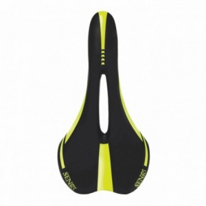 Selle velo senso 3274 avec trou, modèle sport 3274, couleur noir / jaune fluo - 1