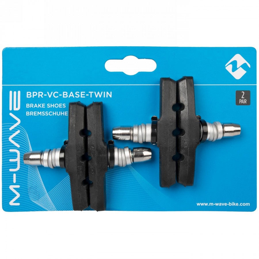 V-brake shoes bpr-vc-base-twin, 70 mm, symmetrical, with bolt with thread and fastening parts, 2 pairs on m-wave euro hole card 