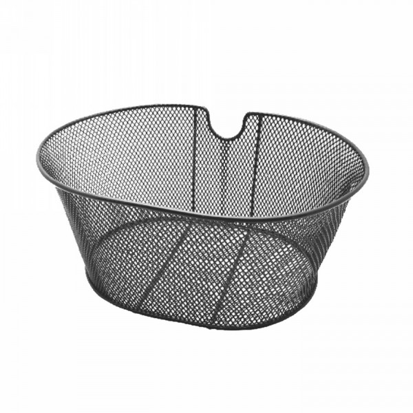 Reinforced oval front basket 30x18x39cm in steel without hooks black - 1