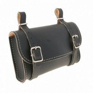 Saddlebag in black imitation leather - 1