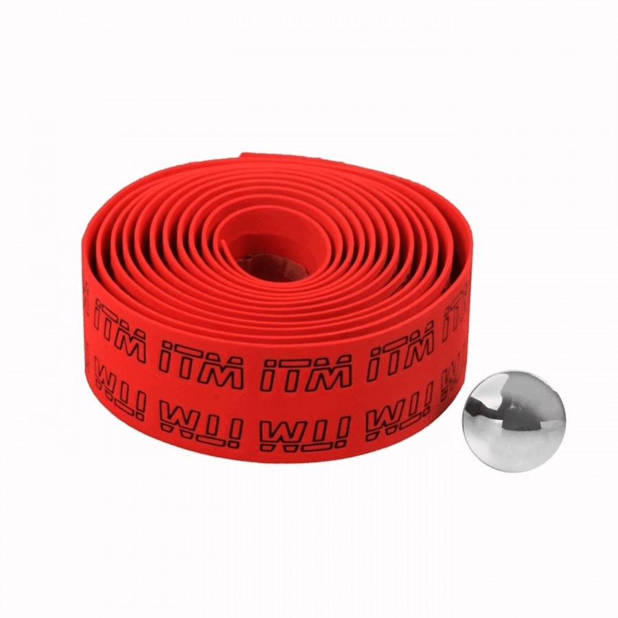 Itm eva red handlebar tape with embossed logo - 1