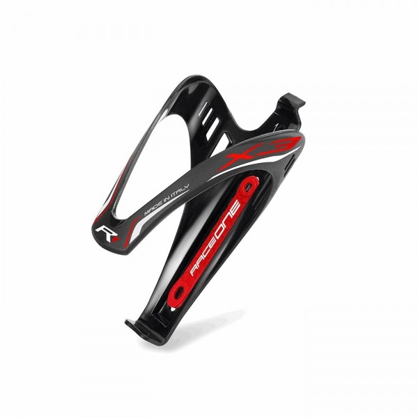 Bottle cage x3 in black/red polycarbonate matt finish - 1