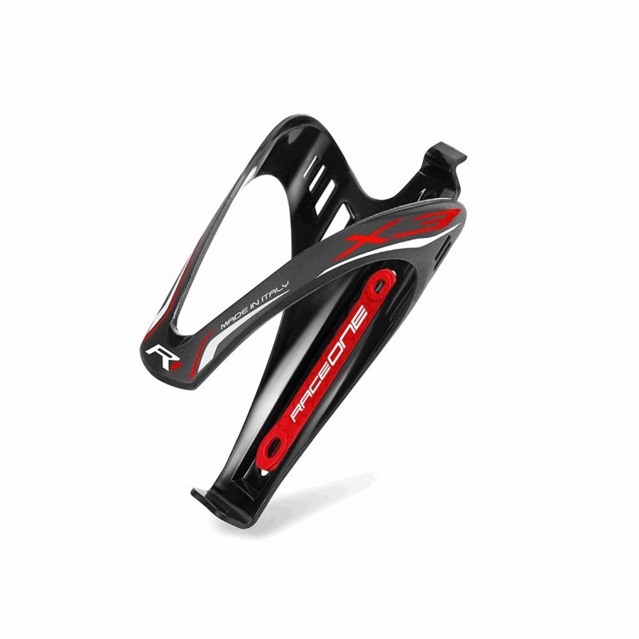 Bottle cage x3 in black/red polycarbonate matt finish - 1