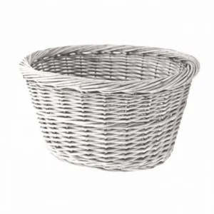 White oval wicker basket 36x30x19h cm - 1