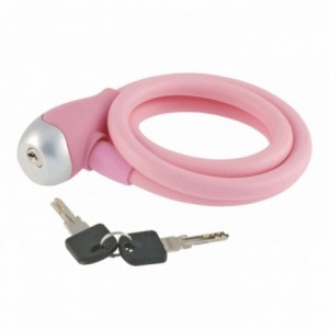 Candado espiral de silicona rosa 12x1200 con llave - 1