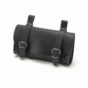 Black iron leather leather bag - 1