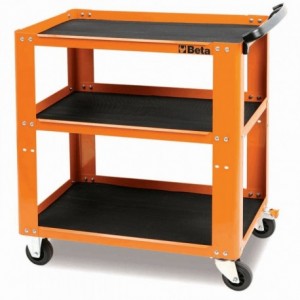 Trolley 80x45x90cm with 3 orange shelves - 1