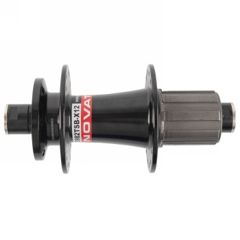 Buje freno de disco mtb, hr, negro, 2 rodamientos de bolas industriales, eje 12x142 mm, 32 agujeros, para cassette shimano de 8-