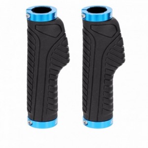 Black/light blue aluminum ergonomic grips - 1