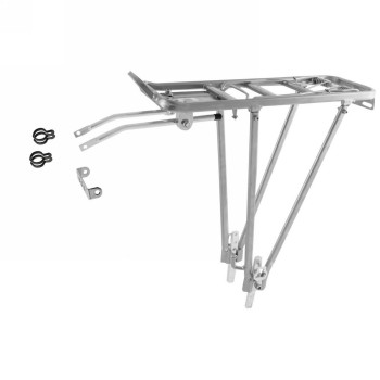 Luggage carrier, 'screw - on ii a', aluminium, adjustable, for 24/26/28', made of sturdy aluminium square tube, with reflector b