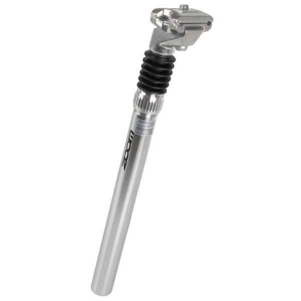 Seat post zoom, aluminium, silver, 350 x 25.4 mm, with scale, spring-loaded (35 mm), adjustable play and preload, mv - 1