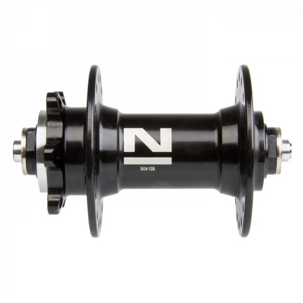 Disc brake hub, aluminium, vr, black polished, 2 industrial ball bearings, without quick release, 32 holes, 100 mm, mv - 1