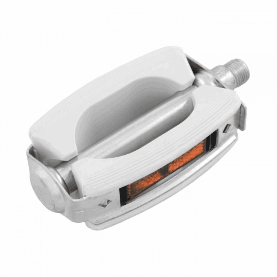 Pair of sport pedals union approved white rubber steel - 1