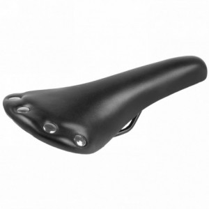 Fixed black eco-leather saddle with studs without clamp - 1