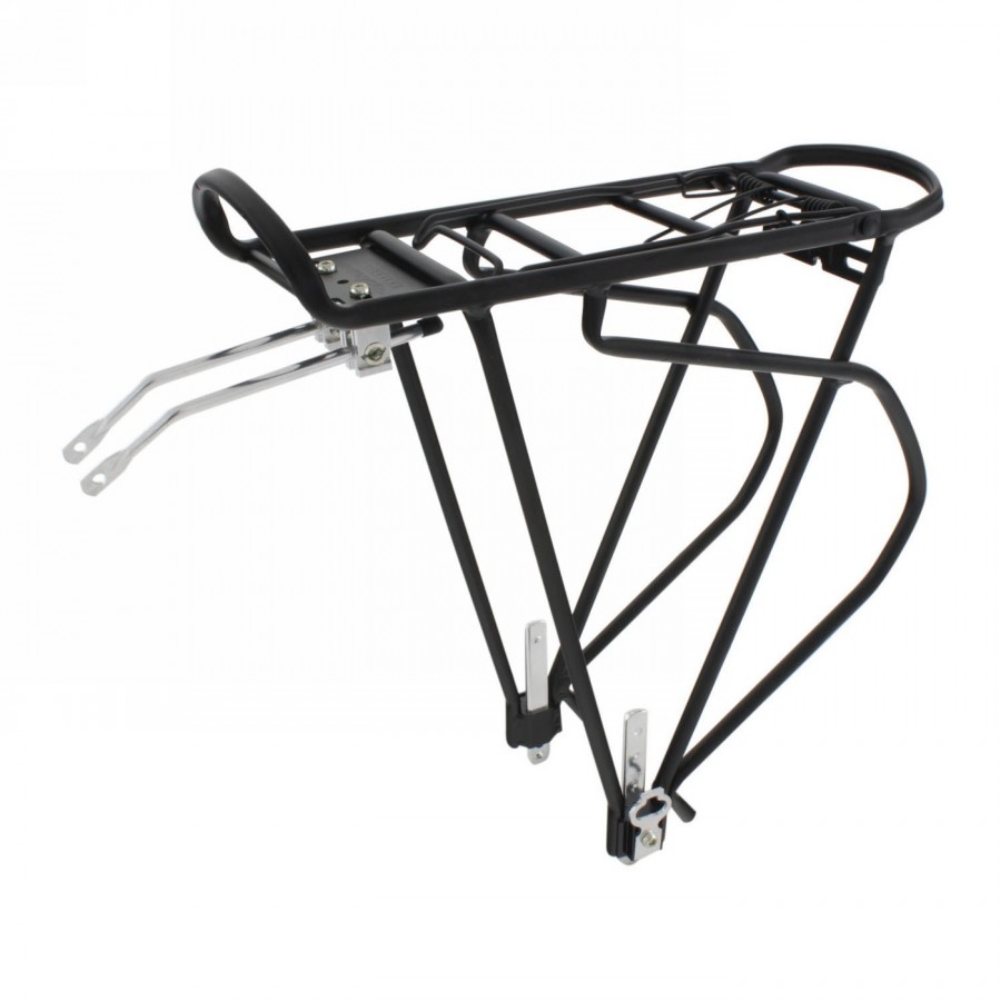 Luggage rack o-stand 'traveller a i', aluminium, black, with spring flap, reflector holder, for 24/26/28/29', with brackets for 