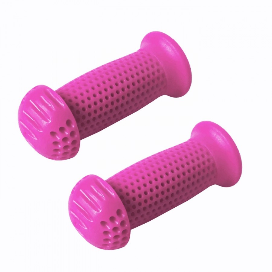 Puños de bicicleta para niños rosa con guardamanos - 1