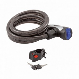 Black dustproof cable lock 15x800mm with key - 1