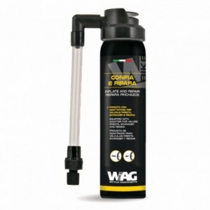Inflate and repair wag 75ml bottle with presta schrader and regina valve adapter - 1