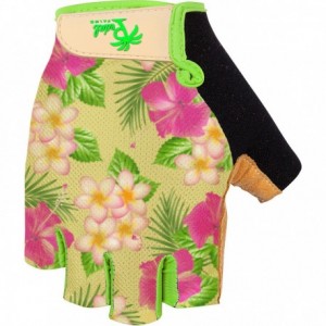 Pedal Palms Short Finger Glove Aloha, Size M, Beige-Flowered - 1
