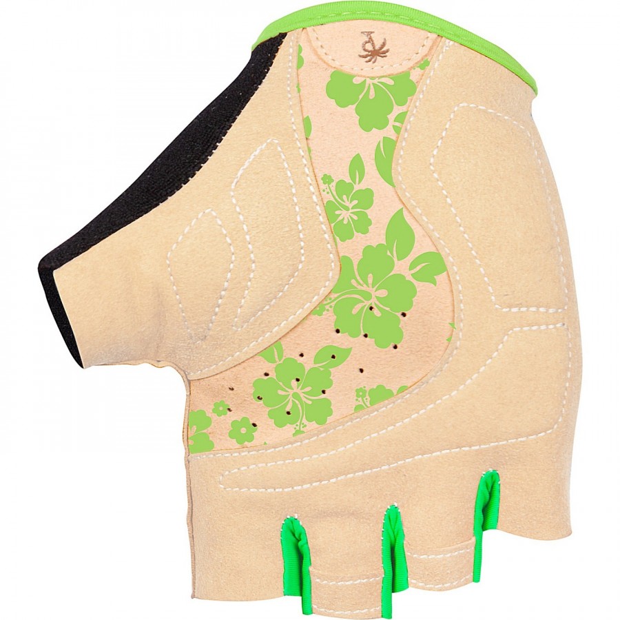 Pedal Palms Short Finger Glove Aloha, Size L, Beige-Flowered - 2