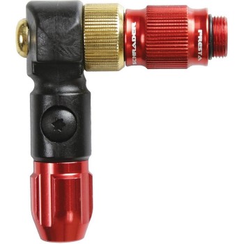 Testa della pompa intrecciata Lezyne Abs-1 Pro HP Chuck con Presta e Shrader per tubo intrecciato ad alta pressione, rosso - 1 -