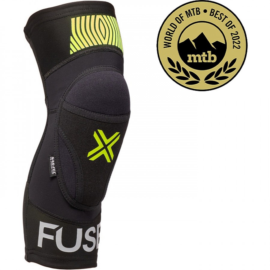 Fuse Omega Knee Pads Size: Kids M-L Black-Neon Yellow - 1
