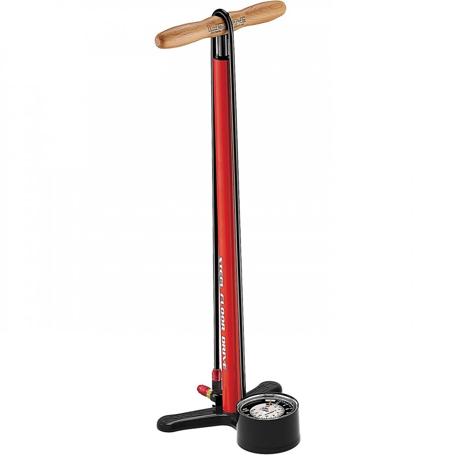 Lezyne Floor Pump Steel Floor Drive, Red, 220Psi, 3.5 Gauge - 1