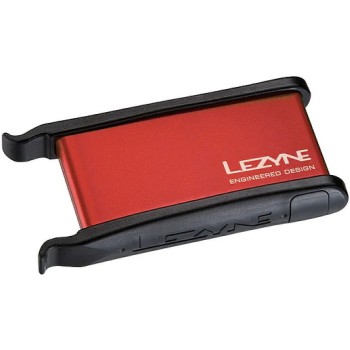 Kit de palancas Lezyne en caja de aleación, 2 palancas para neumáticos, 6 parches, 1 protector, 1 funda para neumáticos, rojo - 
