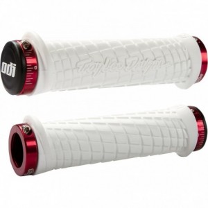 Odi Mtb Grips Troy Lee Designs Lock-On White , 130Mm Red Clamps - 1