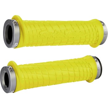 Manopole Mtb Odi Troy Lee Designs Lock-On Gialle, Morsetti Grigi 130Mm - 1 - Manopole - 0711484170683