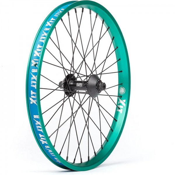 Roue avant Bsd Xlt Street Pro bleu sarcelle (moyeu noir) - 1