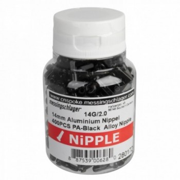 Nipplo per raggi, 14 mm (14g), alluminio, nero, 400 pezzi in scatola 1000 pezzi. - 2 - Altro - 0887539006280