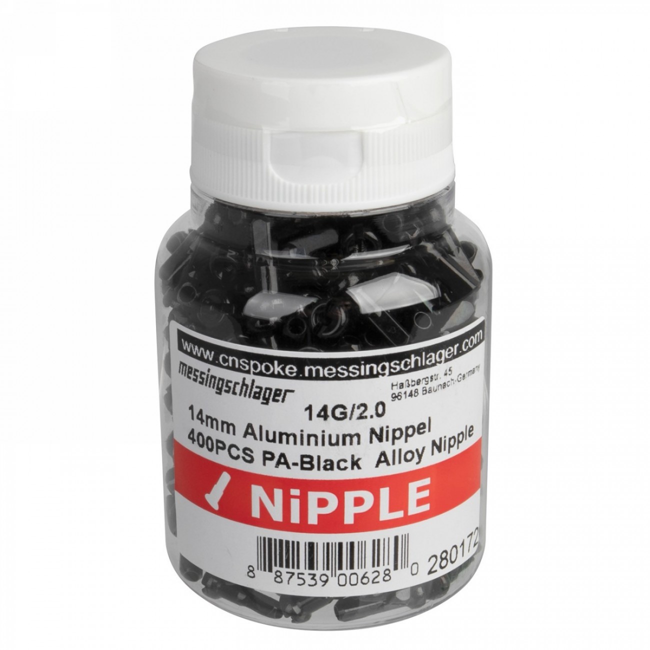 Spoke nipple, 14 mm (14g), aluminium, black, 400 pcs. in box 1000 pcs. - 2