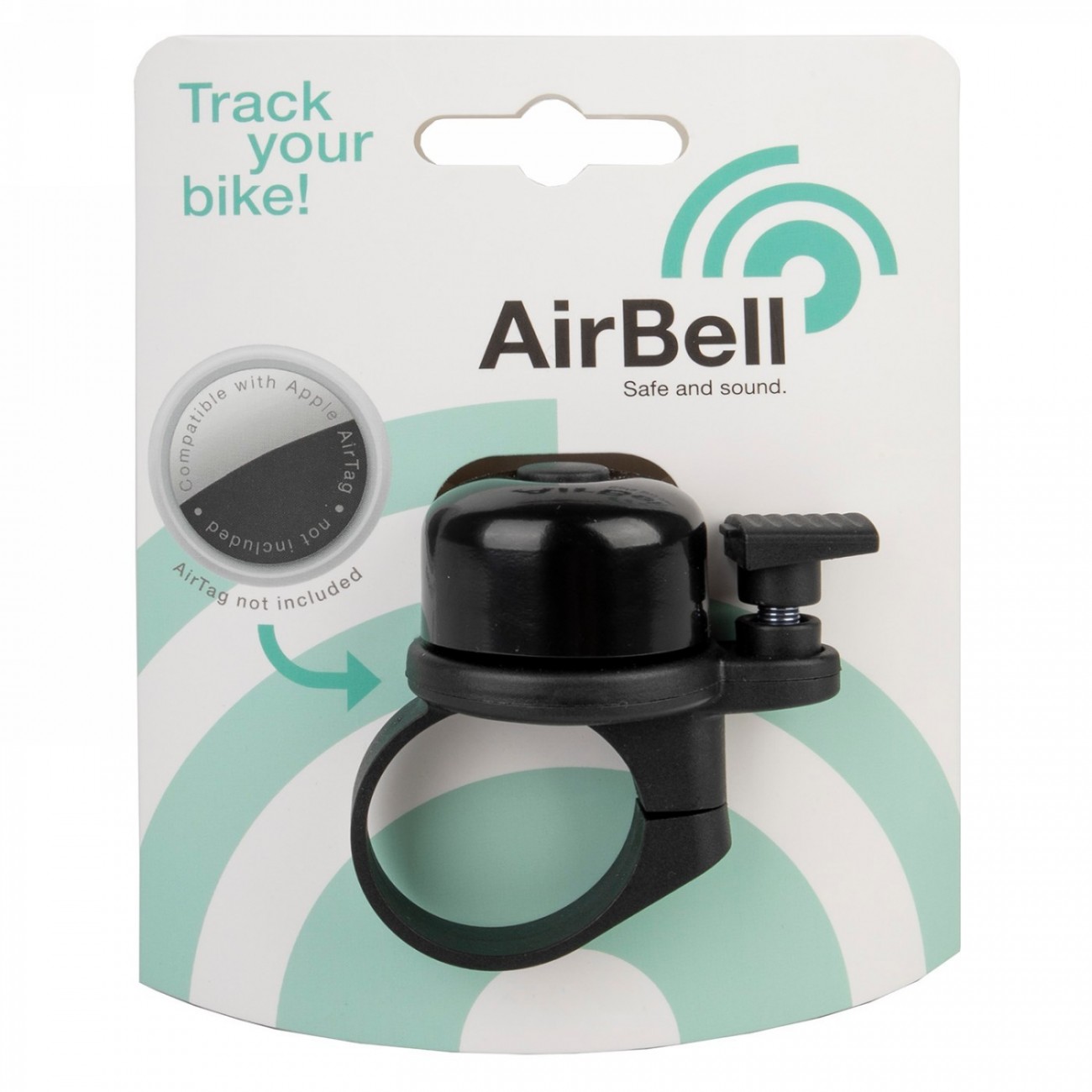 Airbell, bell with airtag holder, not an original apple product, 31.8 mm clamp, on card - 3