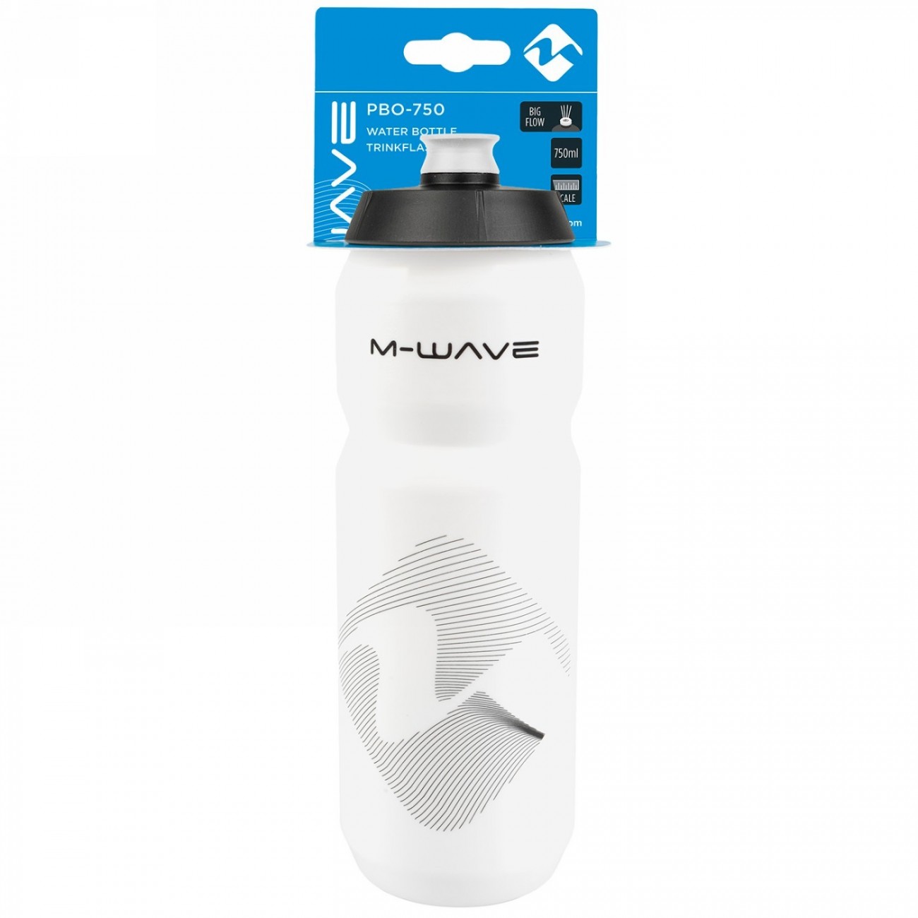 M-wave water bottle, plastic, 750 ml, white/black/white, on cardboard - 4