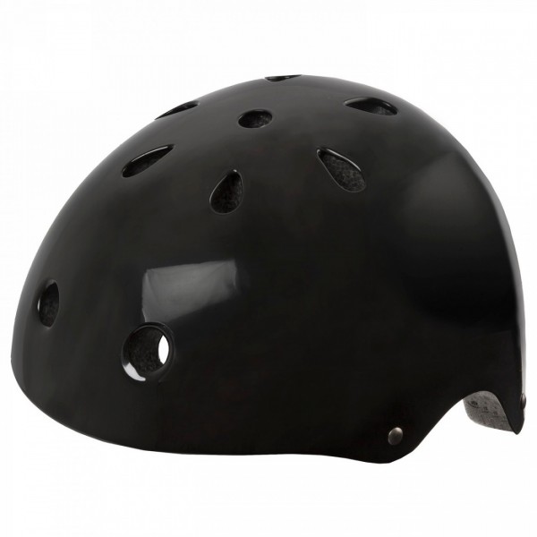 Casco per freestyle - skating - bmx - outdoor, lancio, design: nero lucido, taglia l 58 - 61 cm, con sistema ad anello, scatola 